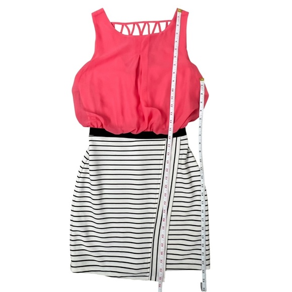 Speechless Coral, Black and White Striped Pencil Skirt Dress - Picture 10 of 13